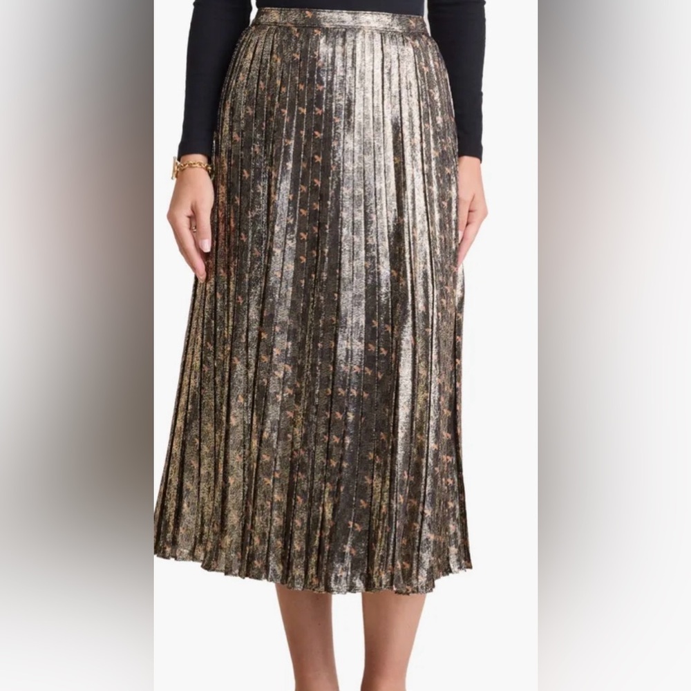 Vineyard Vines Metallic Pleated Midi Skirt - Picture 2 of 7